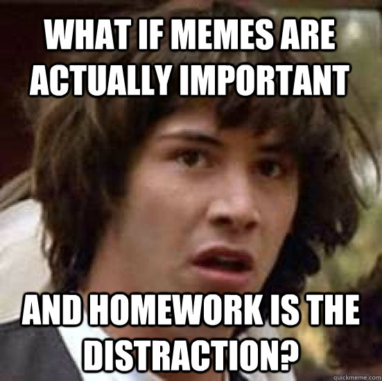 What if memes are actually important and homework is the distraction?  conspiracy keanu