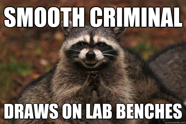 Smooth criminal draws on lab benches - Smooth criminal draws on lab benches  Evil Plotting Raccoon