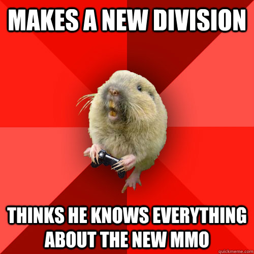 makes a new division Thinks he knows everything about the new mmo  Gaming Gopher