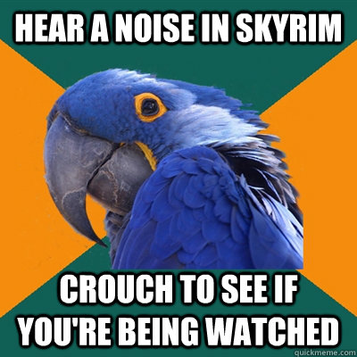 Hear a Noise In Skyrim Crouch to see if you're being watched  Paranoid Parrot