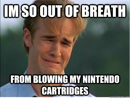 Im so out of breath from blowing my nintendo cartridges  1990s Problems