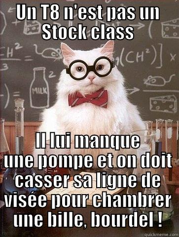 UN T8 N'EST PAS UN STOCK CLASS IL LUI MANQUE UNE POMPE ET ON DOIT CASSER SA LIGNE DE VISÉE POUR CHAMBRER UNE BILLE, BOURDEL ! Chemistry Cat