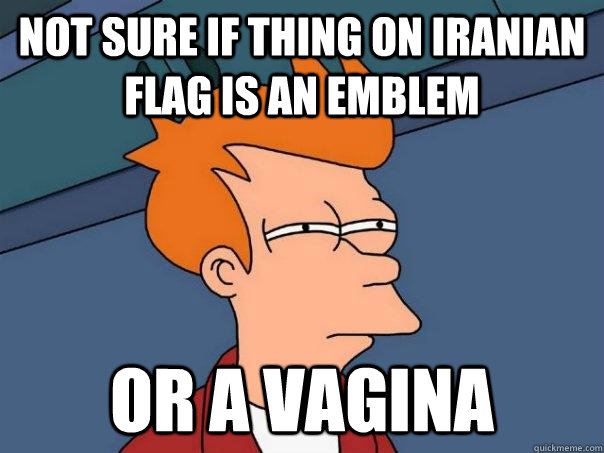 Not sure if thing on Iranian flag is an emblem Or a vagina  Futurama Fry