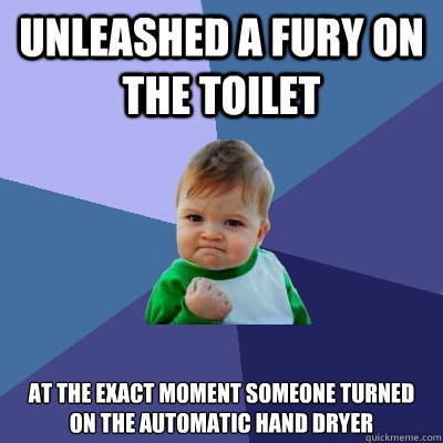 unleashed a fury on the toilet at the exact moment someone turned on the automatic hand dryer - unleashed a fury on the toilet at the exact moment someone turned on the automatic hand dryer  Success Kid