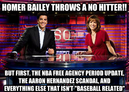 Homer Bailey throws a no hitter!! but first, the nba free agency period update, the aaron hernandez scandal, and everything else that isn't 