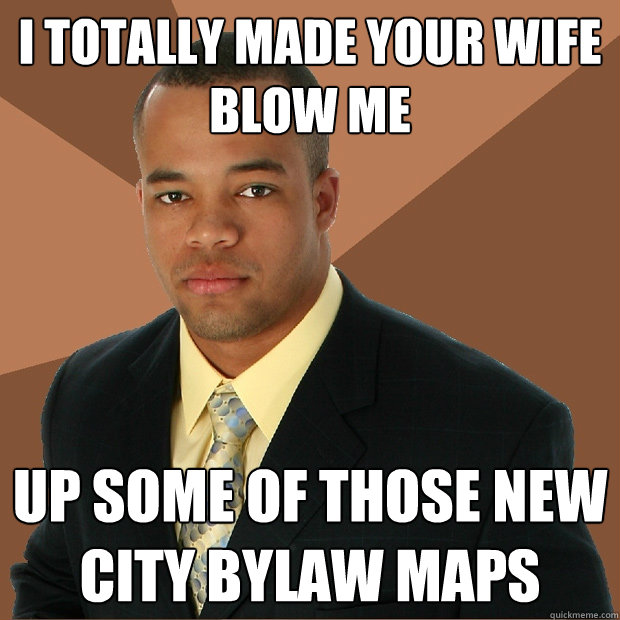 I totally made your wife blow me up some of those new city bylaw maps  Successful Black Man