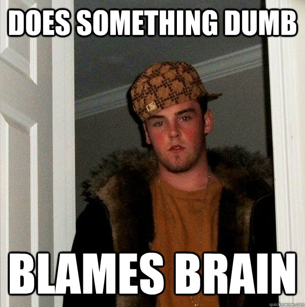 does something dumb blames brain  Scumbag Steve