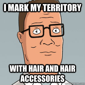 I mark my territory with hair and hair accessories - I mark my territory with hair and hair accessories  Hank Hill