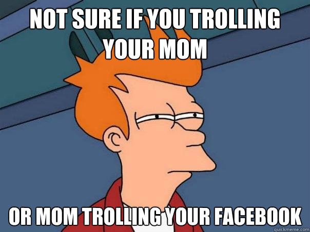 Not sure if you trolling your mom or mom trolling your facebook  Futurama Fry