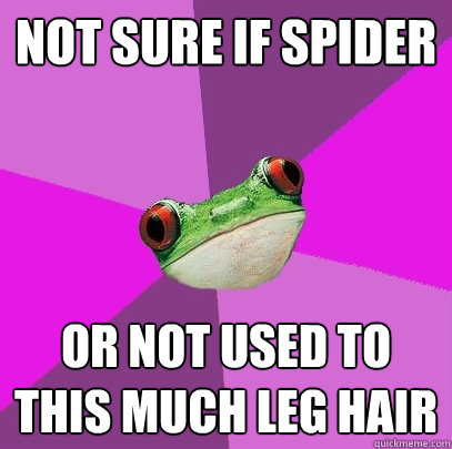 Not sure if spider or not used to this much leg hair  Foul Bachelorette Frog