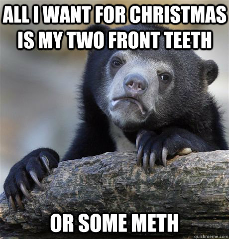 all i want for christmas is my two front teeth or some meth - all i want for christmas is my two front teeth or some meth  Confession Bear