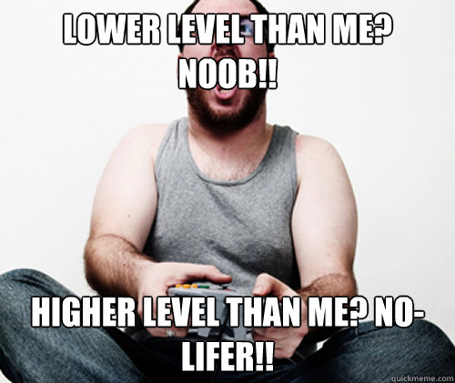 Lower level than me? Noob!! Higher level than me? No-Lifer!! - Lower level than me? Noob!! Higher level than me? No-Lifer!!  Online Gamer Logic