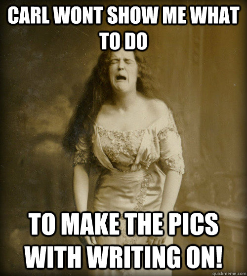 carl wont show me what to do to make the pics with writing on!  1890s Problems