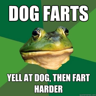 Dog Farts Yell at dog, then fart harder - Dog Farts Yell at dog, then fart harder  Foul Bachelor Frog