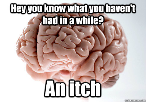 Hey you know what you haven't had in a while? An itch   Scumbag Brain