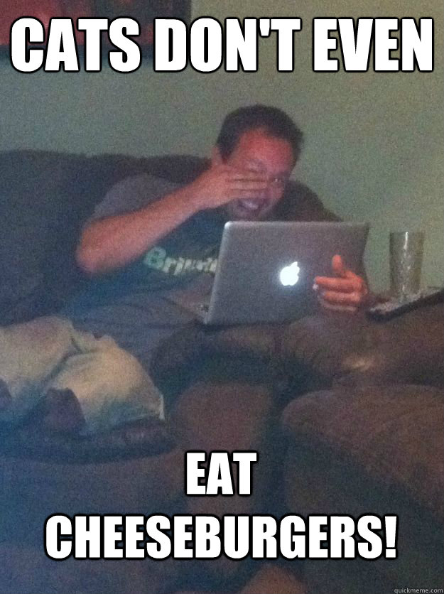 Cats don't even EAT cheeseburgers!  MEME DAD