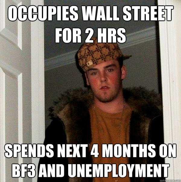 Occupies Wall Street for 2 HRS spends next 4 months on BF3 and unemployment  Scumbag Steve