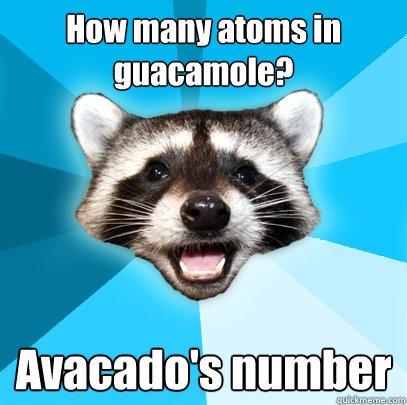 How many atoms in guacamole? Avacado's number  Lame Pun Coon