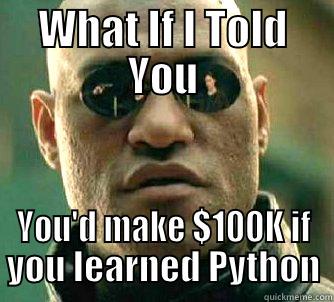 WHAT IF I TOLD YOU YOU'D MAKE $100K IF YOU LEARNED PYTHON Matrix Morpheus