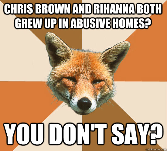 Chris Brown and Rihanna both grew up in abusive homes? You don't say? - Chris Brown and Rihanna both grew up in abusive homes? You don't say?  Condescending Fox