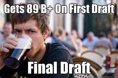 Gets 89 B+ On First Draft Final Draft - Gets 89 B+ On First Draft Final Draft  Lazy College Senior