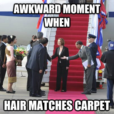 Awkward moment when Hair matches carpet  