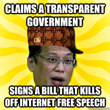 CLAIMS A TRANSPARENT GOVERNMENT SIGNS A BILL THAT KILLS OFF INTERNET FREE SPEECH    