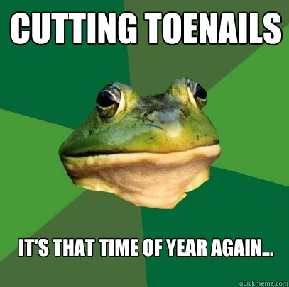 cutting toenails it's that time of year again... - cutting toenails it's that time of year again...  Foul Bachelor Frog