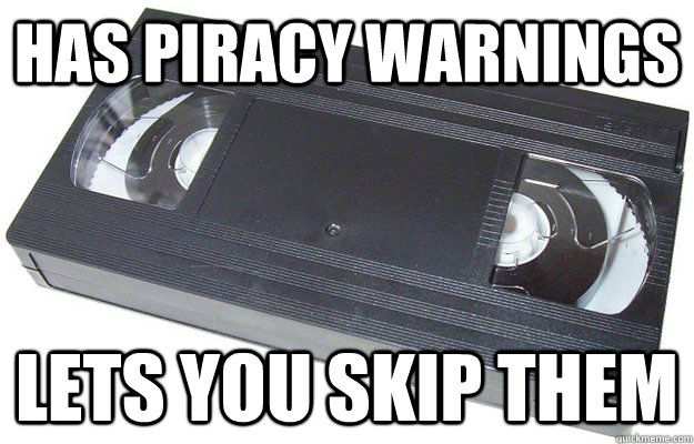 Has piracy warnings lets you skip them  Good Guy VHS