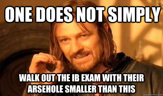 one does not simply walk out the IB exam with their arsehole smaller than this  Lord of The Rings meme