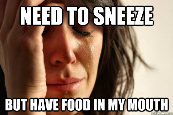 NEED TO SNEEZE BUT HAVE FOOD IN MY MOUTH  First World Problems