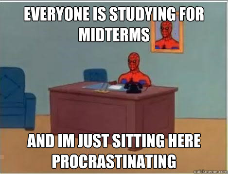 Everyone is studying for midterms and im just sitting here procrastinating  Spiderman Desk