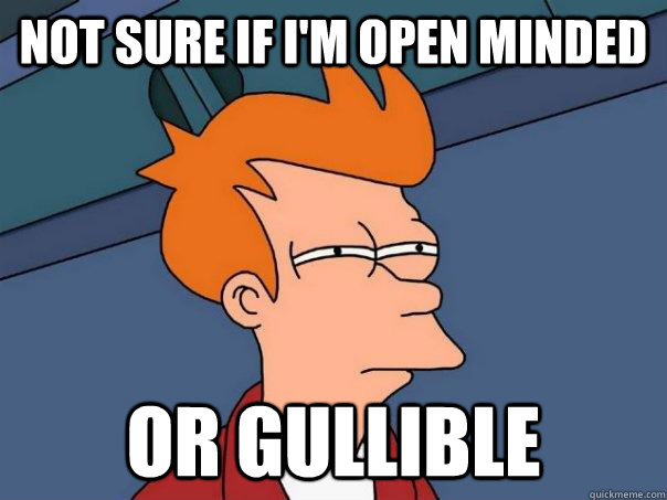 Not sure if i'm open minded or gullible  Futurama Fry