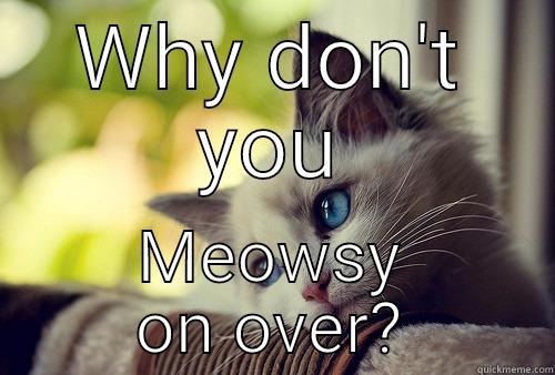 Come over bihh - WHY DON'T YOU MEOWSY ON OVER? First World Problems Cat