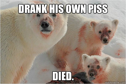 Drank his own piss died.  Bad News Bears