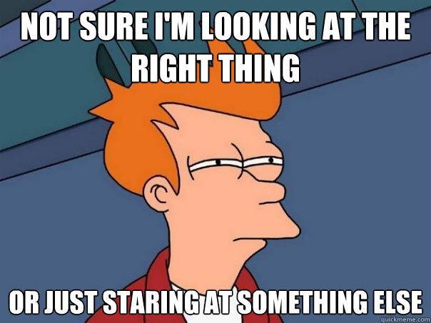 not sure i'm looking at the right thing or just staring at something else - not sure i'm looking at the right thing or just staring at something else  Futurama Fry