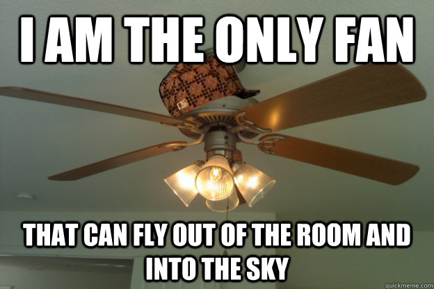 I am the only fan that can fly out of the room and into the sky  