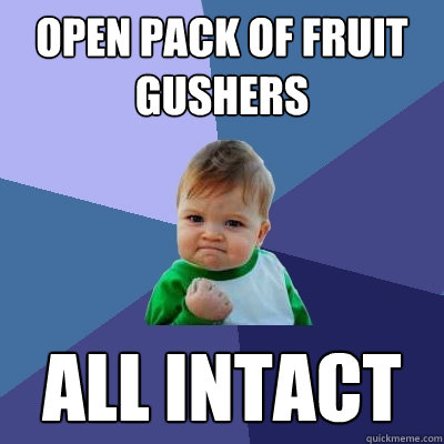 Open Pack of fruit gushers All intact  Success Kid