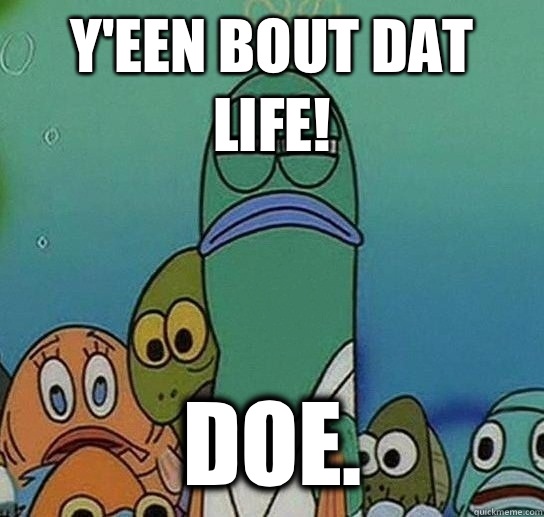 Y'een bout dat life! doe.   Serious fish SpongeBob