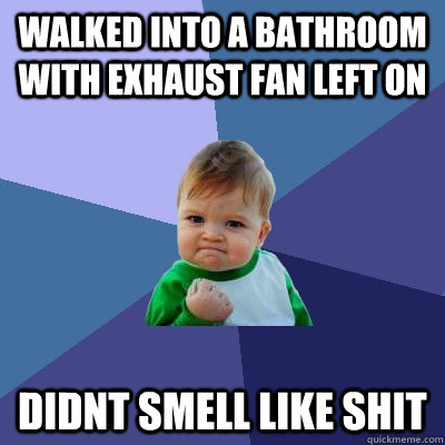 Walked into a bathroom with exhaust fan left on Didnt smell like shit - Walked into a bathroom with exhaust fan left on Didnt smell like shit  Success Kid