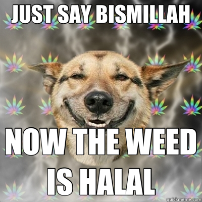 JUST SAY BISMILLAH NOW THE WEED IS HALAL  Stoner Dog