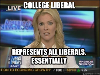 College Liberal Represents all liberals, essentially  Megyn Kelly