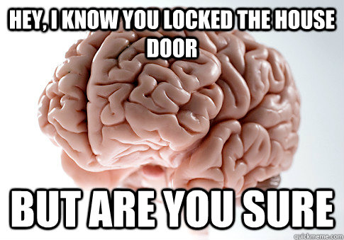 hey, I know you locked the house door but are you sure  - hey, I know you locked the house door but are you sure   Scumbag Brain