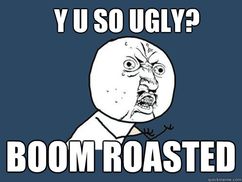 Y u so ugly? BOOM ROASTED  Y U No