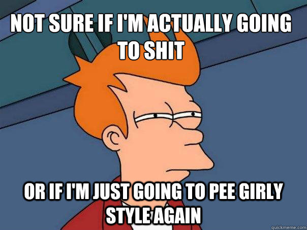 Not sure if I'm actually going to shit Or if I'm just going to pee girly style again   Futurama Fry