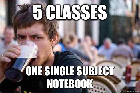 5 classes One single subject notebook  Lazy College Senior