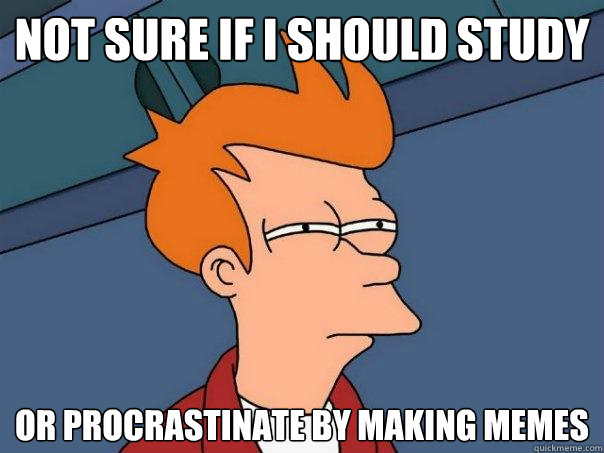 Not sure if I should study Or procrastinate by making memes  Futurama Fry