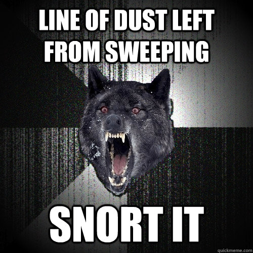 line of dust left   from sweeping snort it - line of dust left   from sweeping snort it  Insanity Wolf