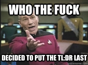 Who the fuck decided to put the TL:DR last - Who the fuck decided to put the TL:DR last  Annoyed Picard