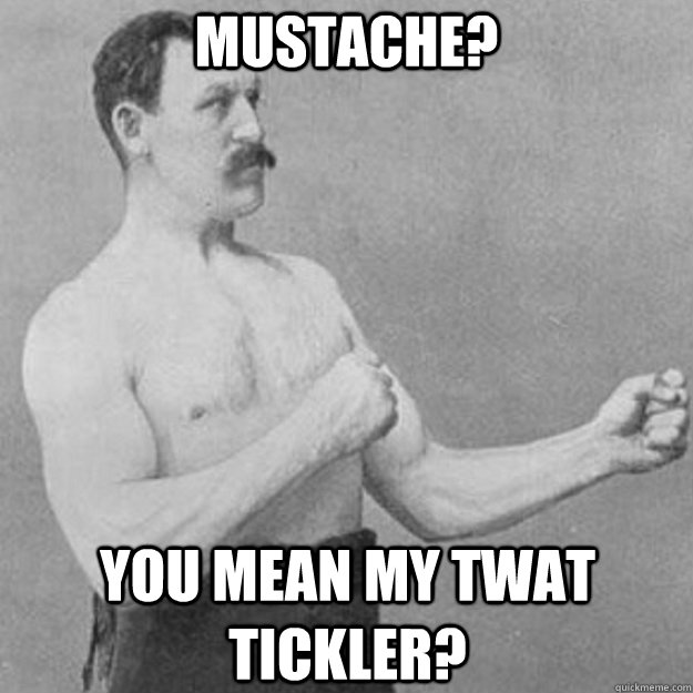 Mustache? You mean my twat tickler? - Mustache? You mean my twat tickler?  overly manly man